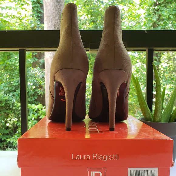 LAURA BIAGIOTTI Stiletto Heel Ankle Boots in Brown with Crystal Toe Studs Sz 11 - Picture 5 of 8